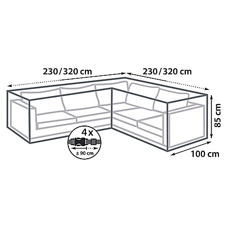 Sunfun Funda protectora para conjunto de jardín (L x An x Al: 320 x 100 x 85 cm, Plástico)