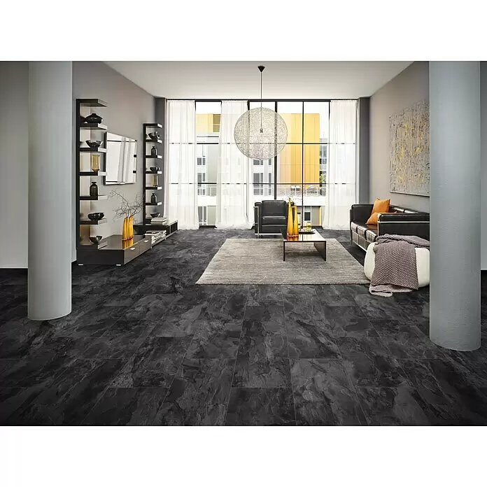 LOGOCLIC Laminatmuster Ceramico Pearl Grey - 297 x 195 x 1 mm, Fliesenoptik - Stimmungsaufnahme