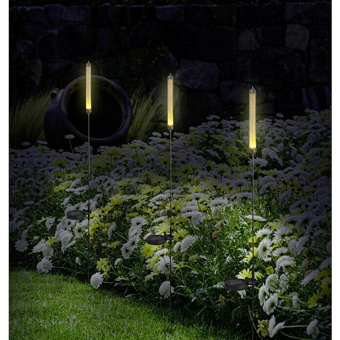 BAUHAUS Solarna ukrasna LED svjetiljka (3 kom, Crna, Visina: 107 cm)
