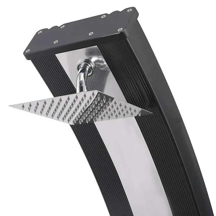 Steinbach Solardusche Slim Line Duo - Höhe: 220 cm, Aluminium, Schwarz/Silber, 40 l - Elegante Duschsäule mit quadratischem Duschkopf für ein modernes Badezimmerdesign. Die stilvolle Dusche bietet ein entspannendes Duscherlebnis.