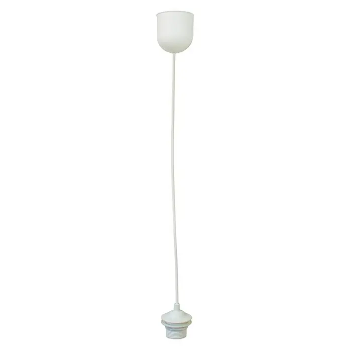 Idp Lampshades Portalámparas colgante - 80 cm, Blanco, E27 - Imagen de un portalámparas blanco con cable y zócalo, adecuado para montaje en techo e iluminación.