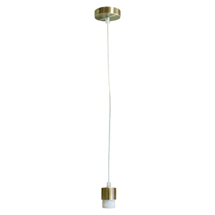 Idp Lampshades Portalámparas colgante - Níquel, E27 - Lámpara colgante con baldaquín dorado y portalámparas, ideal para interiores modernos. Crea un ambiente elegante.