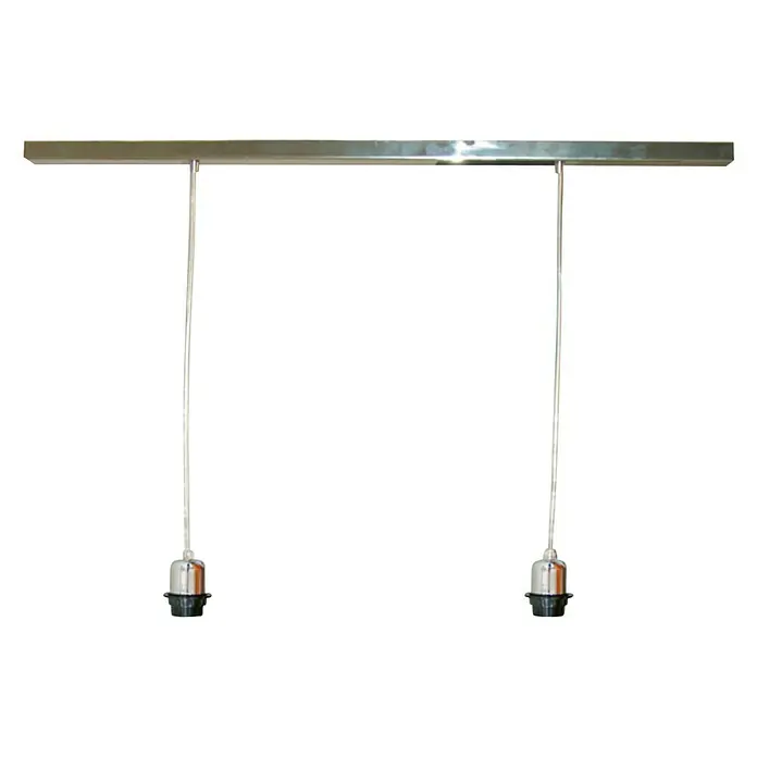 Idp Lampshades Regleta - L x An x Al: 78 x 2 x 50 cm, Níquel - Lámpara de techo con dos colgantes y un baldaquín lineal, perfecta para añadir un toque minimalista y moderno a comedores o islas de cocina.
