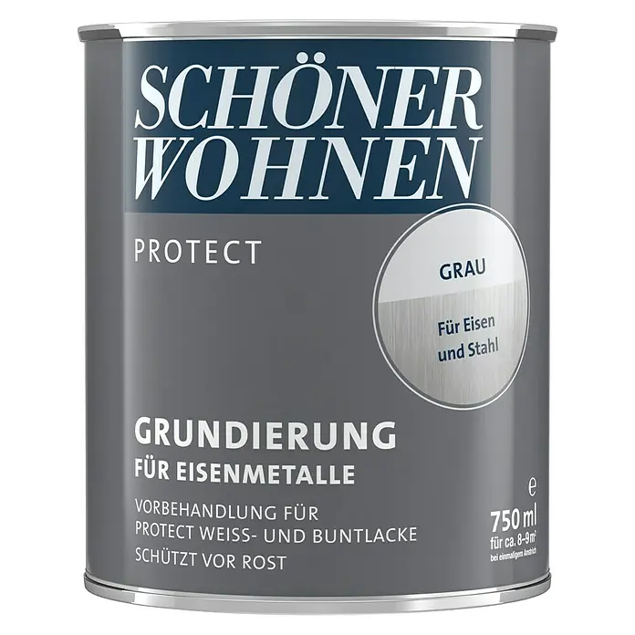 SCHÖNER WOHNEN-Farbe Protect Grundierung für Eisenmetalle - Grau, 750 ml - Farbdose "Schöner Wohnen Protect" Grundierung für Eisenmetalle in Grau, 750ml.