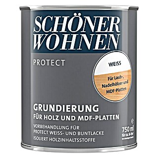 SCHÖNER WOHNEN-Farbe Protect Grundierung für Holz und MDF-Platten (Reinweiß, 750 ml, Matt)