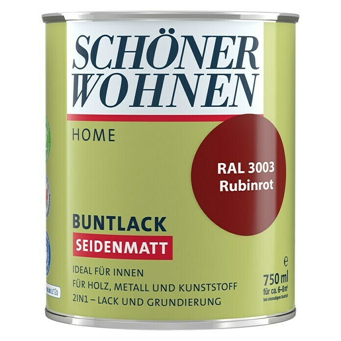 Schöner Wohnen DurAcryl Buntlack (Rubinrot, 750 ml, Seidenmatt)