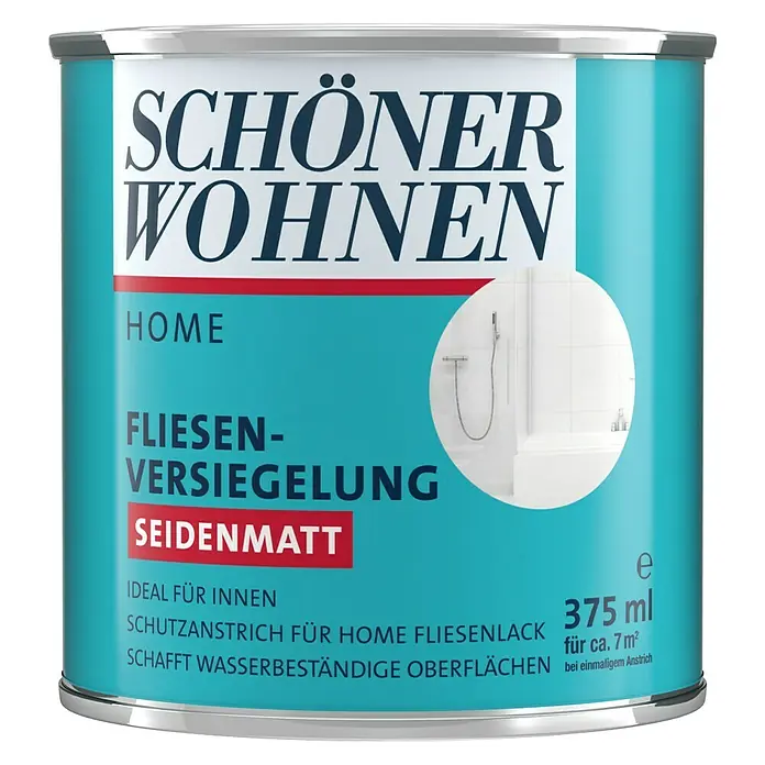 SCHÖNER WOHNEN-Farbe Home Fliesenversiegelung - Farblos, 375 ml, Seidenmatt - Dose Schönner Wohnen Fliesenversiegelung Home, seidenglänzend, für Innenräume, mit 375 ml Inhalt.