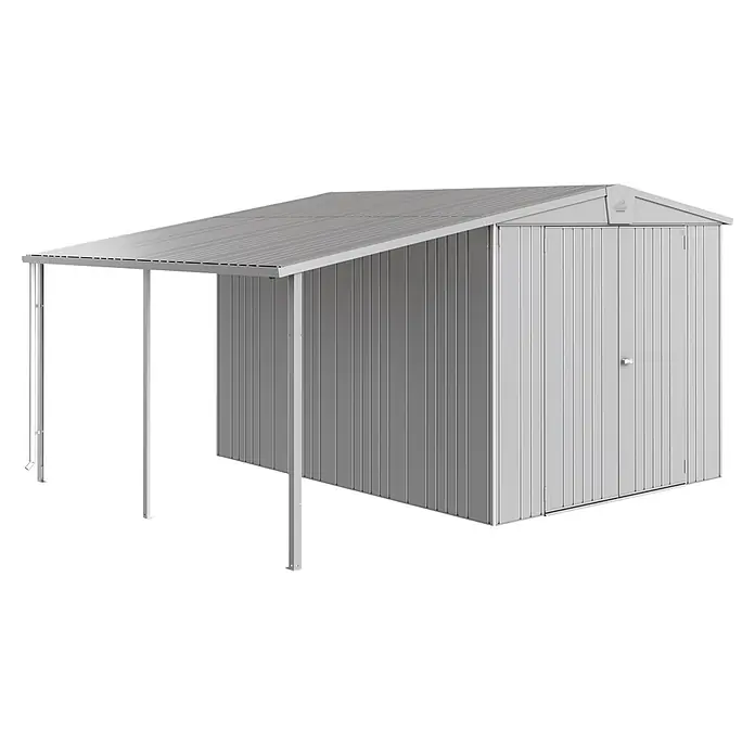 Biohort Europa Seitendach - L x B: 3 x 1,5 m, Stahl, Silber Metallic - Diagonale Ansicht