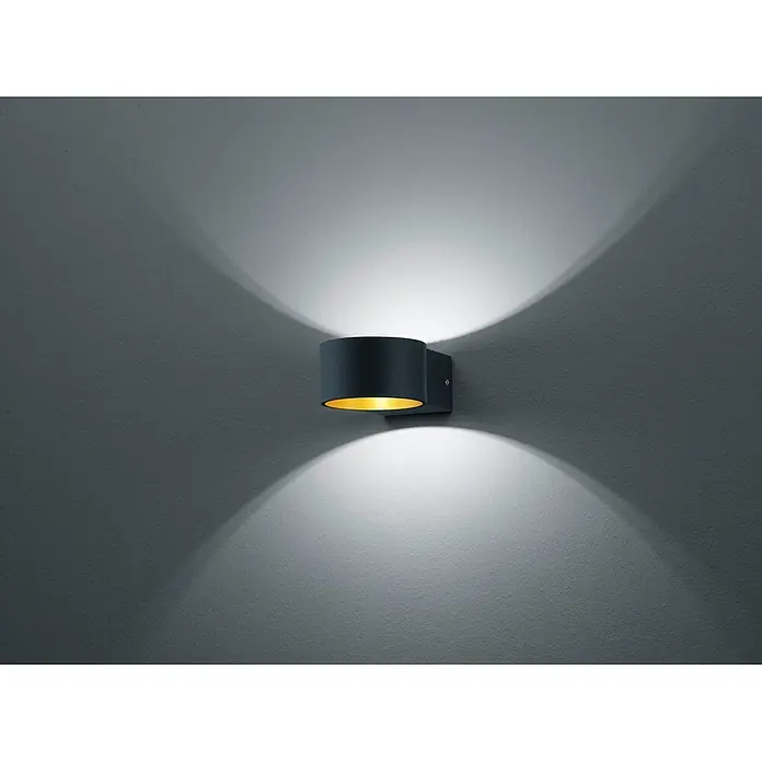 Trio Leuchten LED-Wandleuchte Lacapo - 4,5 W, L x B x H: 15 x 10,5 x 6 cm, Schwarz, Schwarz, Gold, Warmweiß - Stimmungsaufnahme