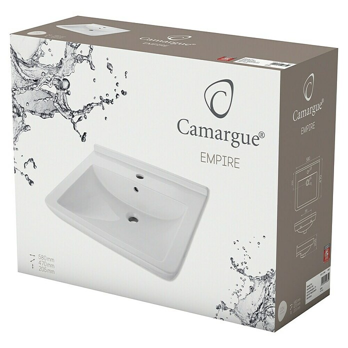 Camargue Empire Waschtisch (58 x 47 cm, Keramik, Weiß)
