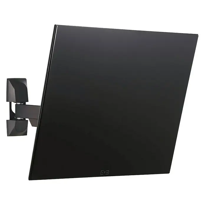 Hama TV-Wandhalterung schwenkbar - Passend für: Bildschirmdiagonale 10 - 26″, 81 - 213 cm, Belastbarkeit: 25 kg, Wandabstand: 5,6 cm - 22,2 cm - Produktansicht eines schwarzen, an der Wand montierten Fernsehers. Der Fernseher ist schwenkbar.