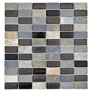 Mozaik pločica Rechteck Crystal Mix XCM MS806 (32,2 x 31 cm, Smeđa-bež-crna, Sjaj)
