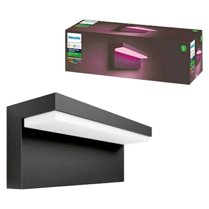 Philips Hue Aplique exterior LED Nyro (1 luz, 13,5 W, Color de luz: RGBW, IP44, Negro)