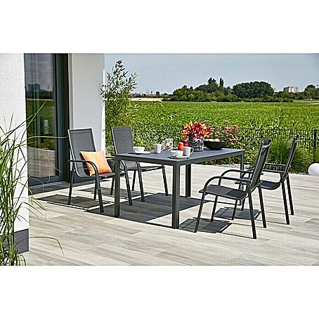 Gartenmöbel-Set Maja (5 -tlg., Glas/Textilen/Aluminium, Anthrazit)