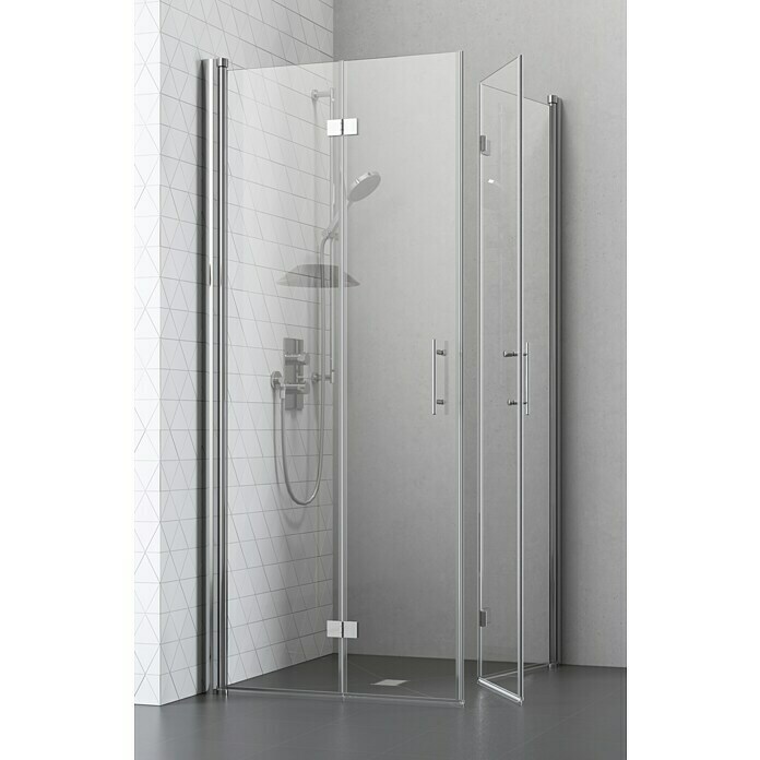 Camargue Eckdusche (L x B x H: 100 x 100 x 195 cm, Beschichtet, Stärke: 6 mm, Silber)
