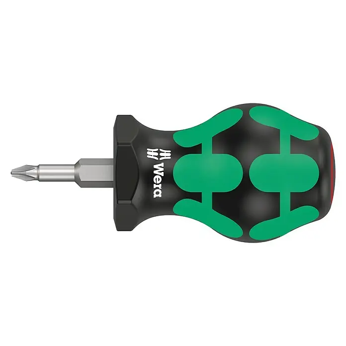 Wera Stubby Vergaser Schraubendreher 350 - PH 1, Klingenlänge: 25 mm - Wera Stubby Schraubendreher mit kurzem Schaft und ergonomischem Griff für enge Arbeitsbereiche.