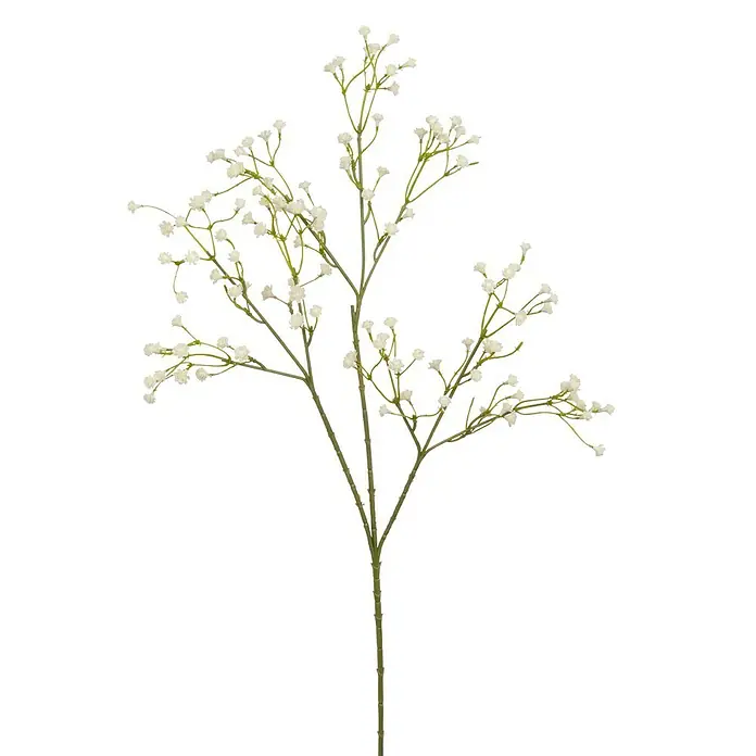 Planta artificial Gipsófila - Altura: 60 cm, Blanco, Plástico - Un delicado tallo de paniculata con pequeñas flores blancas, perfecto para arreglos florales y acentos románticos.