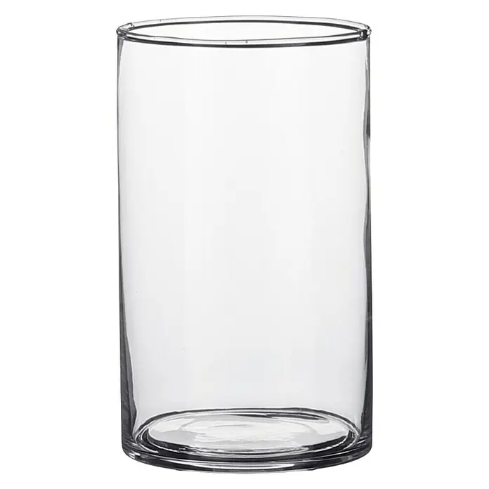 Jarrón Carly - Ø x Al: 9 x 11 cm, Vidrio, Transparente - Recipiente de vidrio cilíndrico transparente, ideal como jarrón o portavelas, con una base gruesa y un diseño sencillo para decoraciones versátiles.