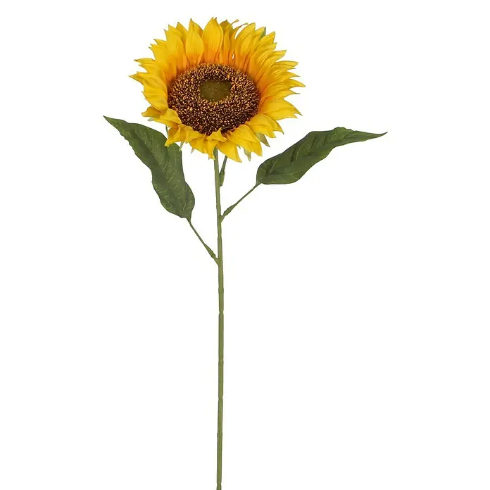 Planta artificial GIrasol - Altura: 70 cm, Amarillo, Plástico - Girasol artificial amarillo con centro marrón, tallo verde y hojas.