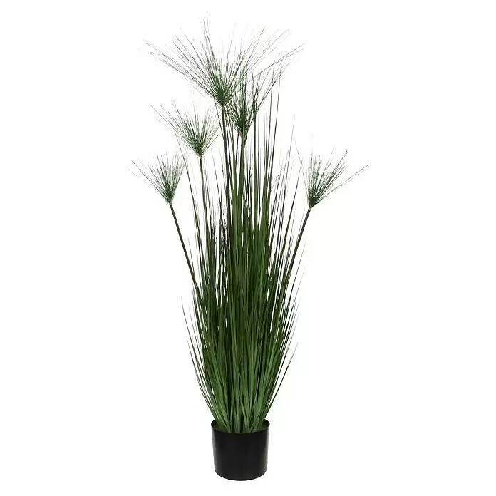Kunstpflanze Papyrus - Höhe: 127 cm, Grün, Kunststoff