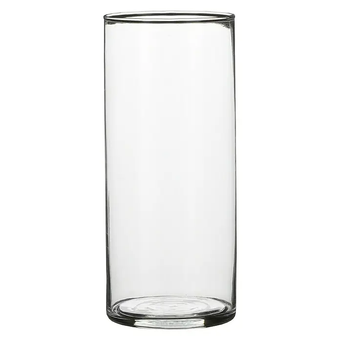 Jarrón Carly - Ø x Al: 9 x 9 cm, Vidrio, Transparente - Primer plano de un jarrón de vidrio transparente con forma cilíndrica, ideal como elemento decorativo para arreglos florales o velas.
