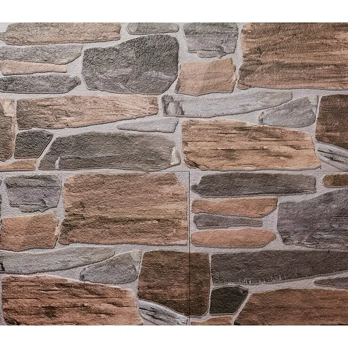 Panel de pared Ardennes - 120 x 50 cm - Detalle de un elegante revestimiento de pared de piedra con variaciones de color naturales, creando un ambiente rústico y elegante.