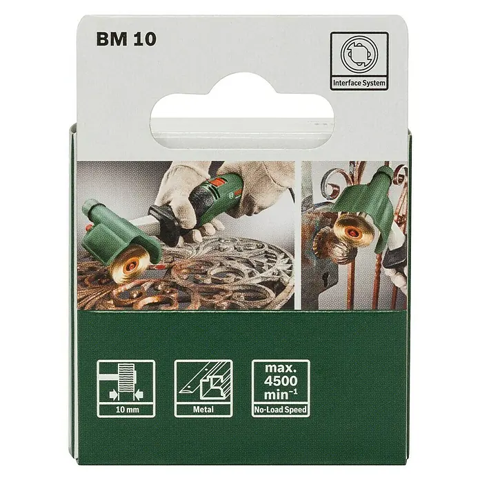Bosch Bürste - Vermessingt - Das Produkt ist eine BM 10 Trennscheibe zum Bearbeiten von Metall mit einer maximalen Drehzahl von 4500 min-1.