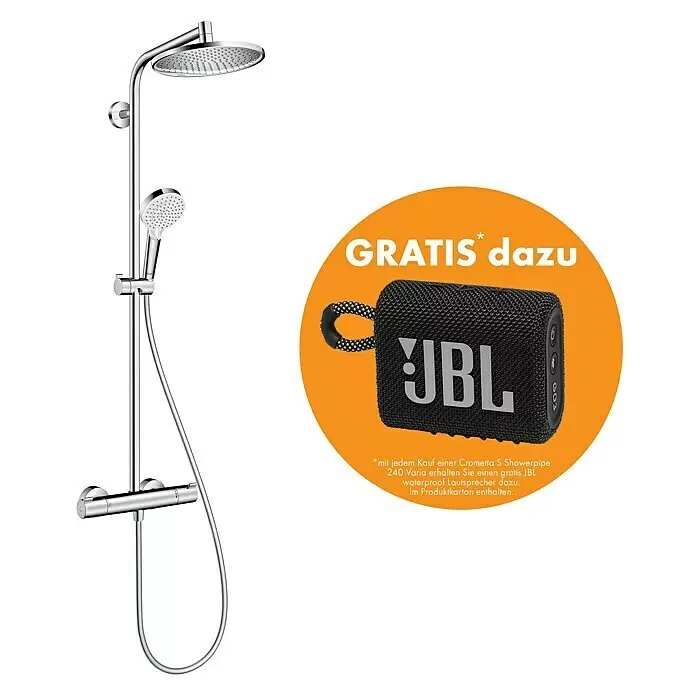 Hansgrohe Crometta Duschsystem Showerpipe S 240 Vario - Durchmesser Kopfbrause: 24 cm, Anzahl Strahlarten: 2 Stk., Chrom - Vorderansicht