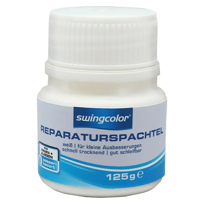 swingcolor Reparaturspachtel - 125 g, Weiß, Schnelltrocknend - Dose Reparaturspachtel von Swingcolor. Zum Ausbessern kleiner Schäden, schnell trocknend und gut schleifbar, ideal für Innen- und Außenbereiche.