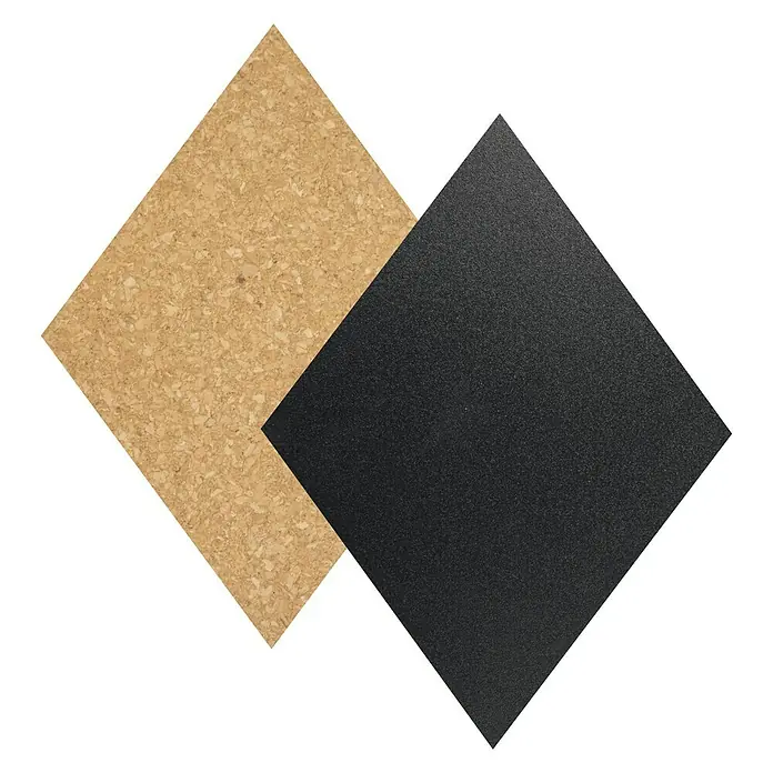 Pinnwand Set Securit - Natur/Schwarz, 27 x 44 cm - Zwei quadratische Akustikplatten, eine aus Kork und eine schwarze, die Schallabsorption und das Raumgefühl verbessern.