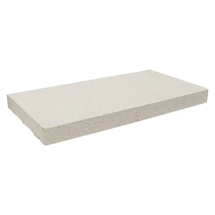 Cubremuros plano Liso - 50 x 27 x 4 cm, Blanco, Hormigón - Esta imagen muestra un bloque rectangular de hormigón celular beige, ideal para proyectos de construcción y renovación.