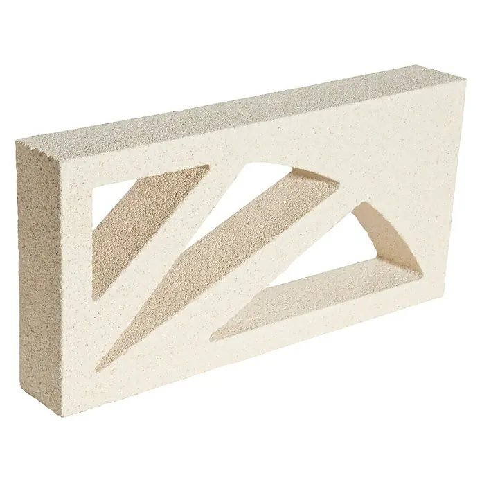 Celosía de pared Abanico - 40 x 20 cm, Blanco - Muro decorativo de piedra hueca, utilizado para estructuras de mampostería decorativas que añaden un toque de estilo y ofrecen privacidad.