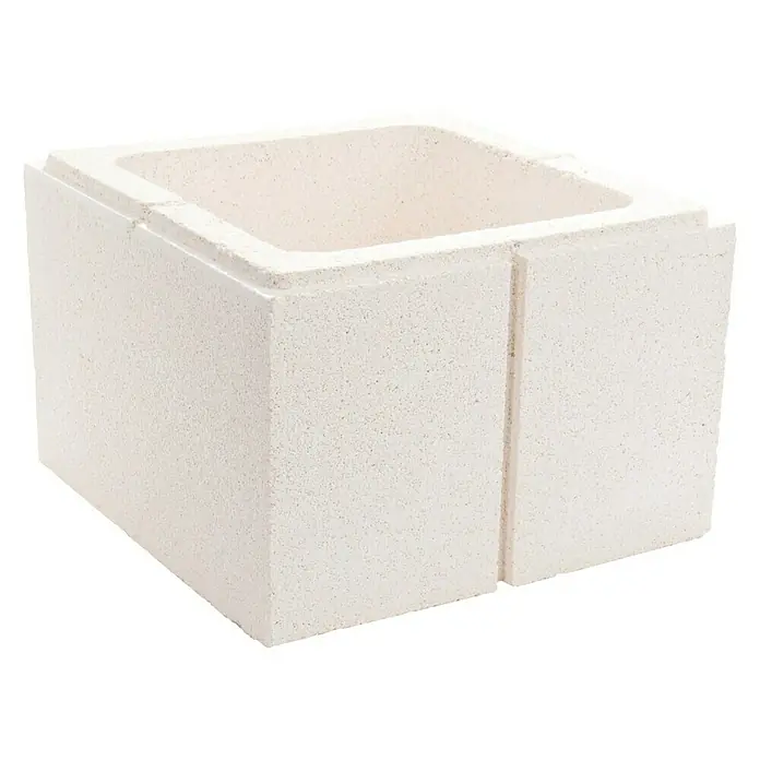 Bloque Pilastra Liso 2 - 30 x 30 x 20 cm, Blanco, Hormigón, Liso - Imagen de una jardinera rectangular de hormigón blanco con un centro hueco, diseñada para plantas.