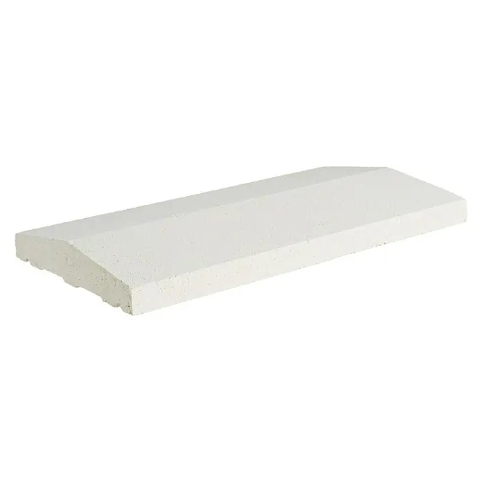 Cubremuros doble pendiente - 50 x 22 x 5 cm, Blanco, Hormigón - Una sola albardilla blanca con una parte superior biselada, perfecta para proteger y terminar los muros de jardín.