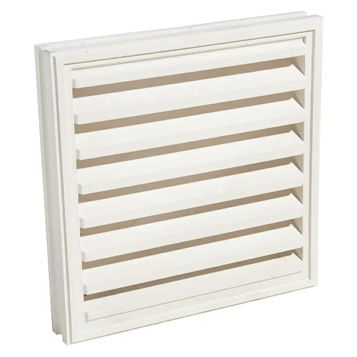 Estor plisado celular de ventilación - 40 x 40 cm, Blanco - Primer plano de una rejilla de ventilación rectangular blanca con lamas horizontales. Ideal para la circulación del aire.