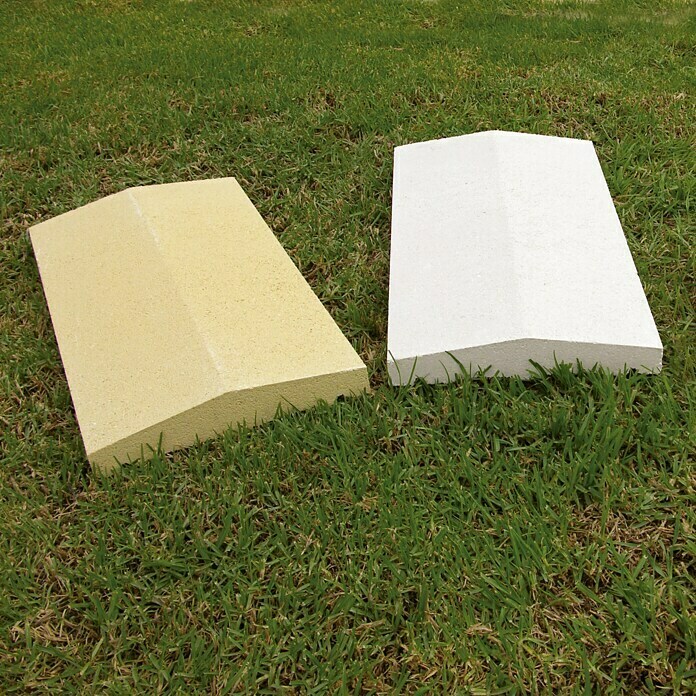 Cubremuros doble pendiente (50 x 22 x 5 cm, Blanco, Hormigón)