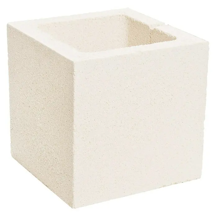Bloque de hormigón poroso Tasca - 20 x 20 x 20 cm, Blanco, Hormigón - Horno de crisol cerámico aislante para altas temperaturas, ideal para fundir metales y aleaciones en el taller.