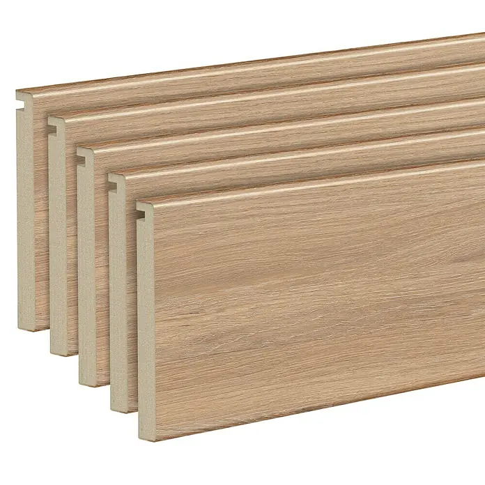 Solid Elements Tapeta ranurada - 8 x 220 cm, Roble Urban, 5 ud. - Pila de zócalos con aspecto de madera para interiores, ideales para renovaciones y mejorar espacios habitables.
