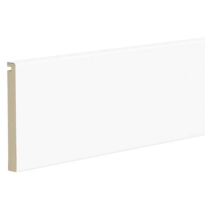 Solid Elements Tapeta ranurada - 8 x 220 cm, Lacado Blanco, 5 ud. - Un perfil de zócalo blanco y limpio, perfecto para interiores modernos. Esta pieza ofrece una solución sencilla y elegante para cualquier espacio.
