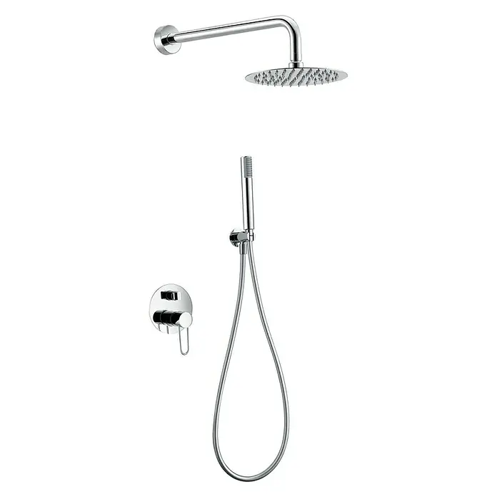 Imex Milos Sistema de ducha empotrado - Con grifo monomando, Cromo - Conjunto de ducha premium con rociador, teleducha y termostato para un diseño de baño moderno.