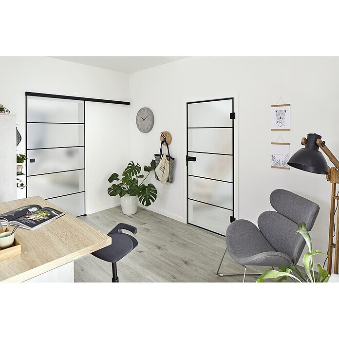 Diamond Doors Black Edition Schiebetürsystem (935 x 2.058 mm, Einscheibensicherheitsglas (ESG))