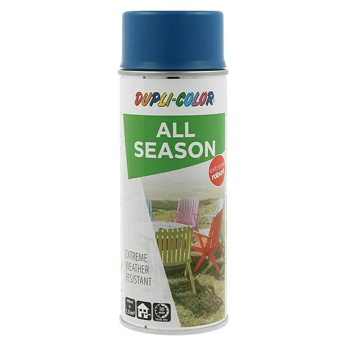 Dupli-Color Color Sprühlack ALL SEASON RAL 5010 - Enzianblau, Matt, 400 ml - Dose Dupli-Color All Season Sprühfarbe. Die Farbe ist für alle Wetterbedingungen geeignet und extrem robust. Ideal für den Außenbereich.