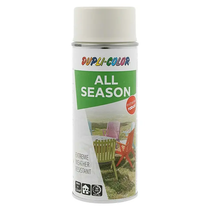 Dupli-Color Color Sprühlack ALL SEASON RAL 9001 - Cremeweiß, Matt, 400 ml - Dose Dupli-Color All Season Sprühlack. Der Lack ist extrem widerstandsfähig gegen jedes Wetter und trocknet schnell.