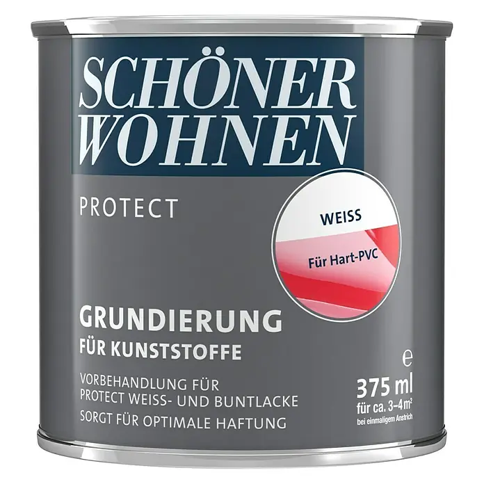 SCHÖNER WOHNEN-Farbe Protect Universalgrundierung - Reinweiß, 375 ml, Matt - Dose Schönner Wohnen Protect Grundierung für Kunststoffe mit Füllmenge 375 ml, geeignet für Hart-PVC und Vorbehandlung.