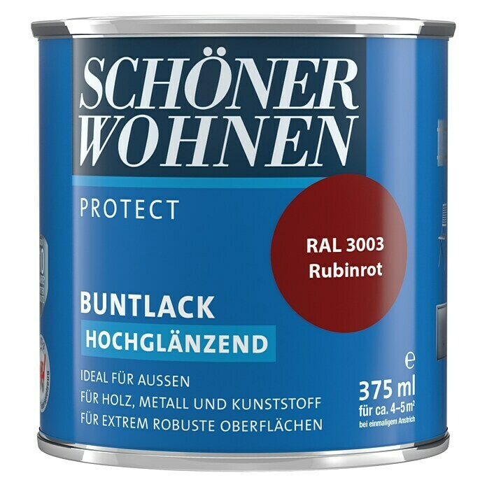 Schöner Wohnen ProfiDur Buntlack RAL 3003 (Rubinrot, 375 ml, Hochglänzend)