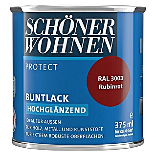SCHÖNER WOHNEN-Farbe Protect Buntlack RAL 3003 (Rubinrot, 375 ml, Hochglänzend)
