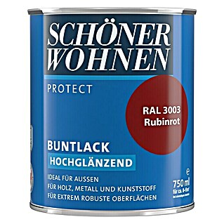 SCHÖNER WOHNEN-Farbe Protect Buntlack RAL 3003 (Rubinrot, 750 ml, Hochglänzend)