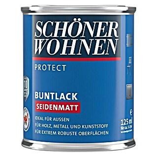 SCHÖNER WOHNEN-Farbe Protect Buntlack (Schwarz, 125 ml, Seidenmatt)