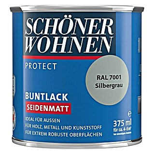 SCHÖNER WOHNEN-Farbe Protect Buntlack RAL 7001 (Silbergrau, 375 ml, Seidenmatt)