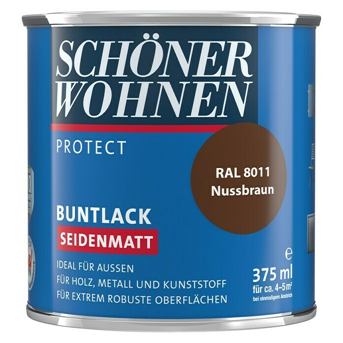 Schöner Wohnen ProfiDur Buntlack RAL 8011 (Nussbraun, 375 ml, Seidenmatt)